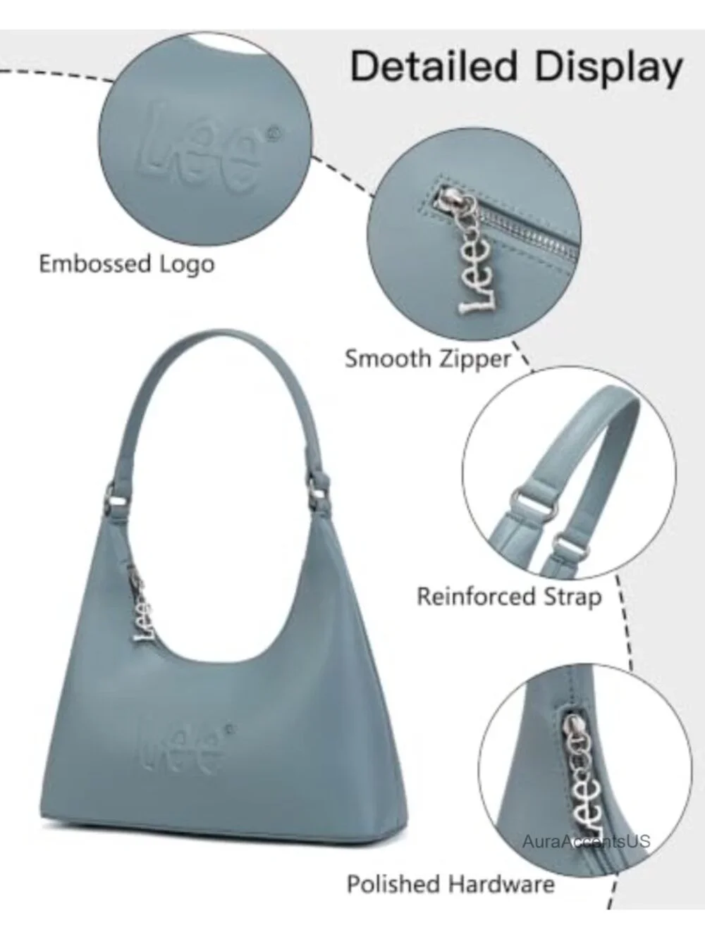 Crescent Hobo Shoulder Bag Faux Leather Underarm Purse